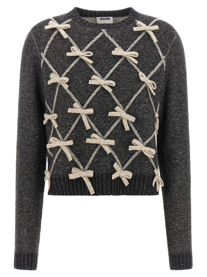 Moschino Bow Sweater Gray