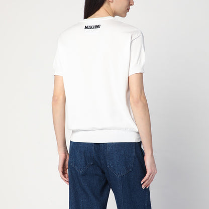 Moschino Get Happy White Cotton Intarsia T-Shirt White