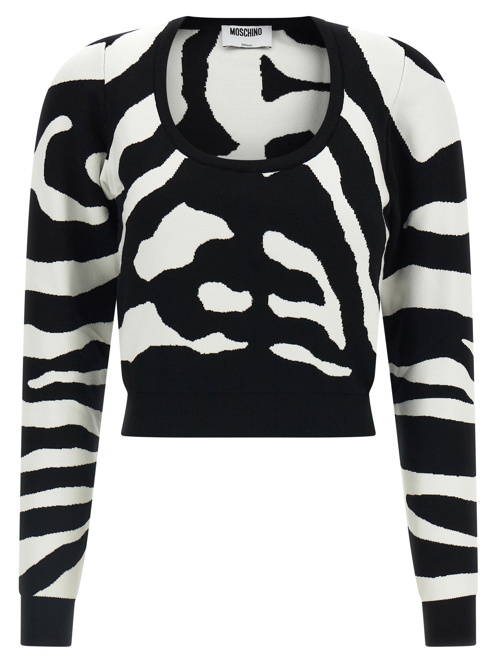 Moschino Zebra Intarsia Sweater Black  