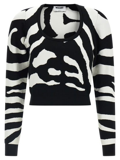 Moschino Zebra Intarsia Sweater Black  