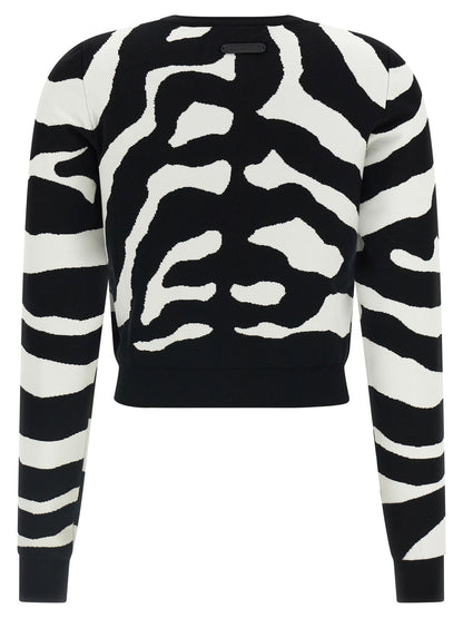 Moschino Zebra Intarsia Sweater Black  