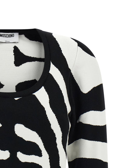 Moschino Zebra Intarsia Sweater Black  