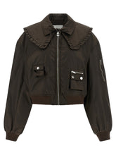 Ganni Duchesse Nylon Bomber Jacket Brown