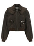 Ganni Duchesse Nylon Bomber Jacket Brown