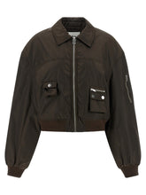Ganni Duchesse Nylon Bomber Jacket Brown