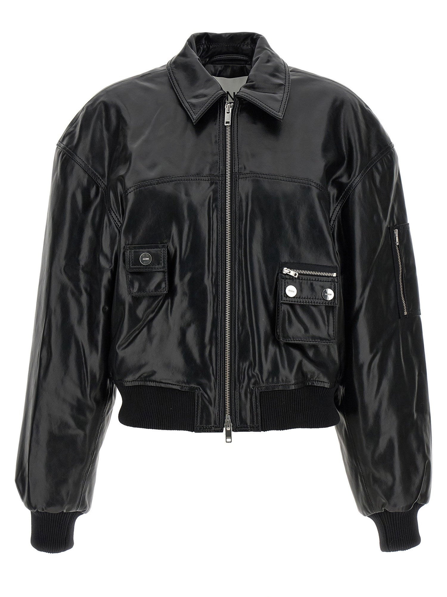 Ganni 7093 Future Bomber Jacket Black