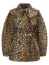 Ganni Leopard Duchesse Nylon Short Trench Coat Brown