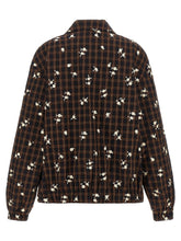 Ganni Check Flower Bomber Jacket Brown