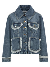 Ganni Denim And Lace Jacket Blue