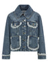 Ganni Denim And Lace Jacket Blue
