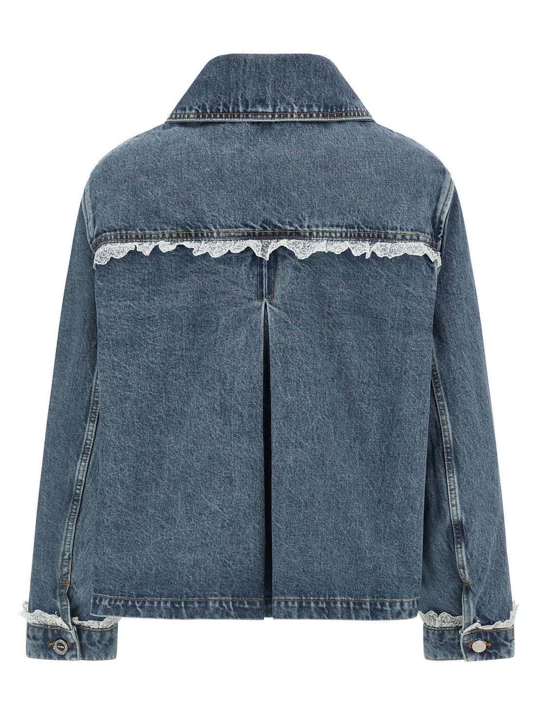 Ganni Denim And Lace Jacket Blue