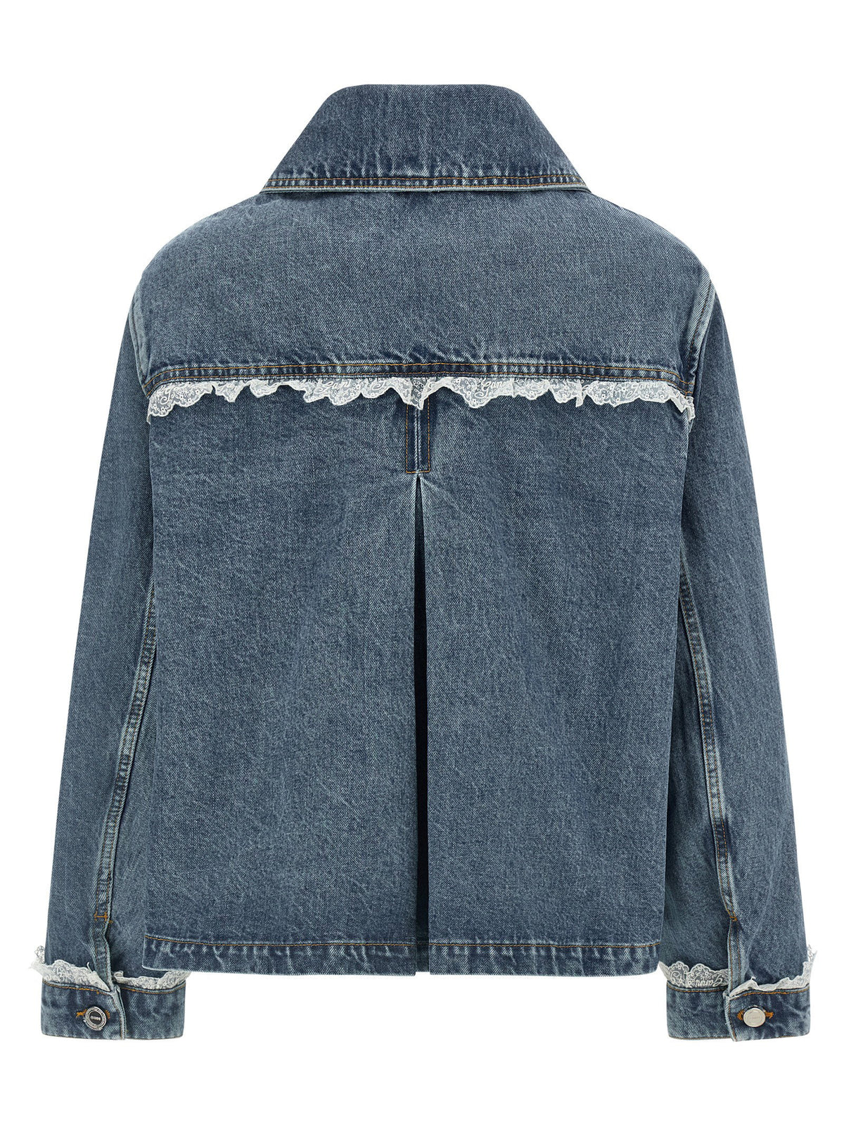 Ganni Denim And Lace Jacket Blue