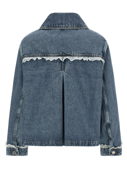 Ganni Denim And Lace Jacket Blue