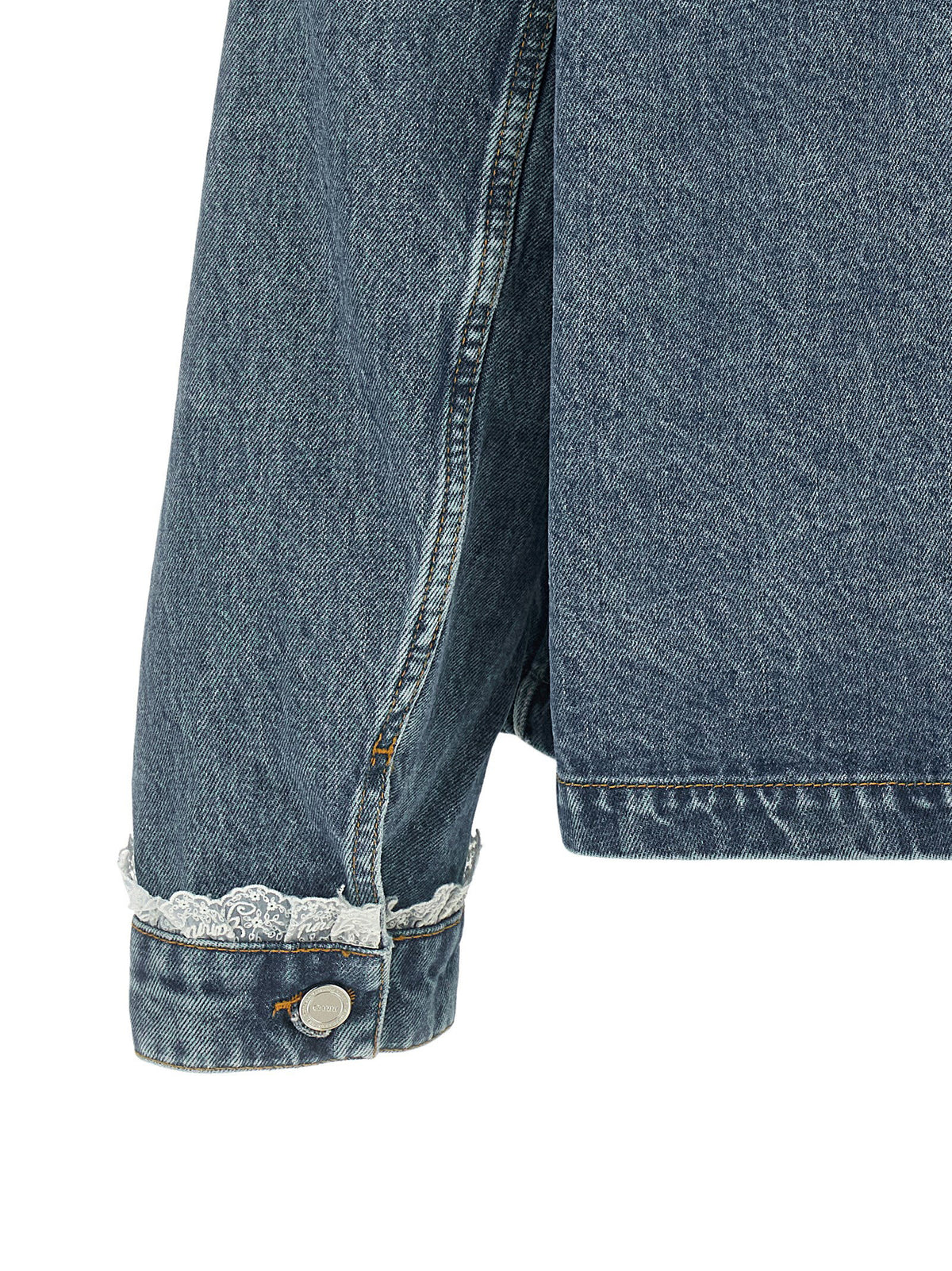 Ganni Denim And Lace Jacket Blue