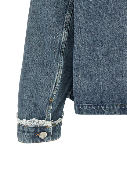 Ganni Denim And Lace Jacket Blue