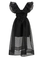 Ganni Black Organza Ruched Dress Black  
