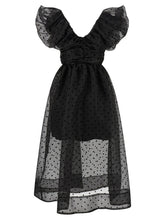 Ganni Black Organza Ruched Dress Black  