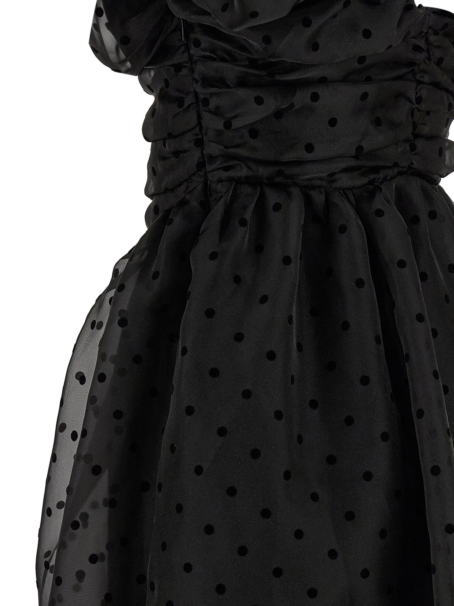 Ganni Black Organza Ruched Dress Black  