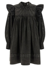 Ganni Black Washed Mini Shirt Dress Black