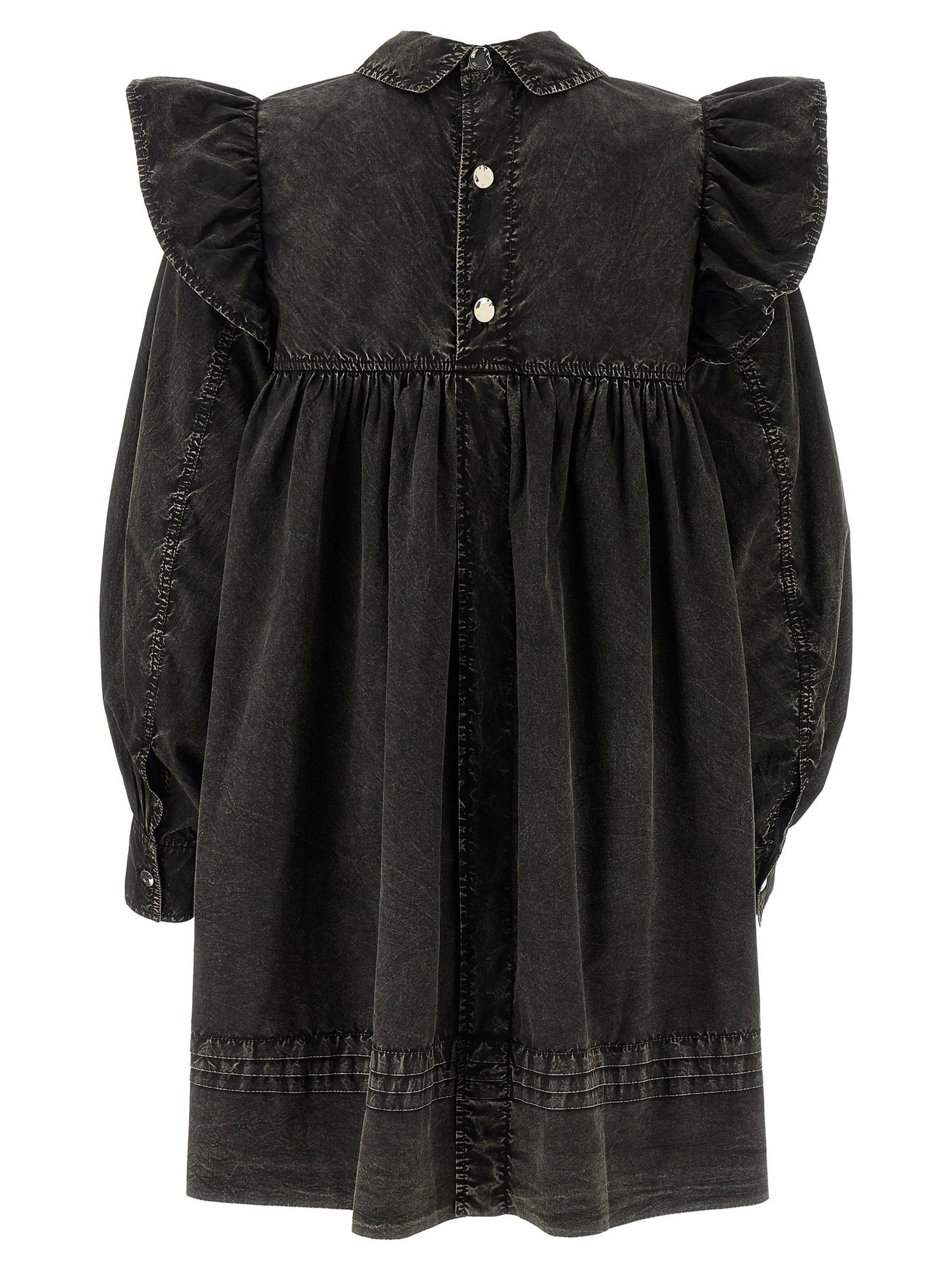 Ganni Black Washed Mini Shirt Dress Black