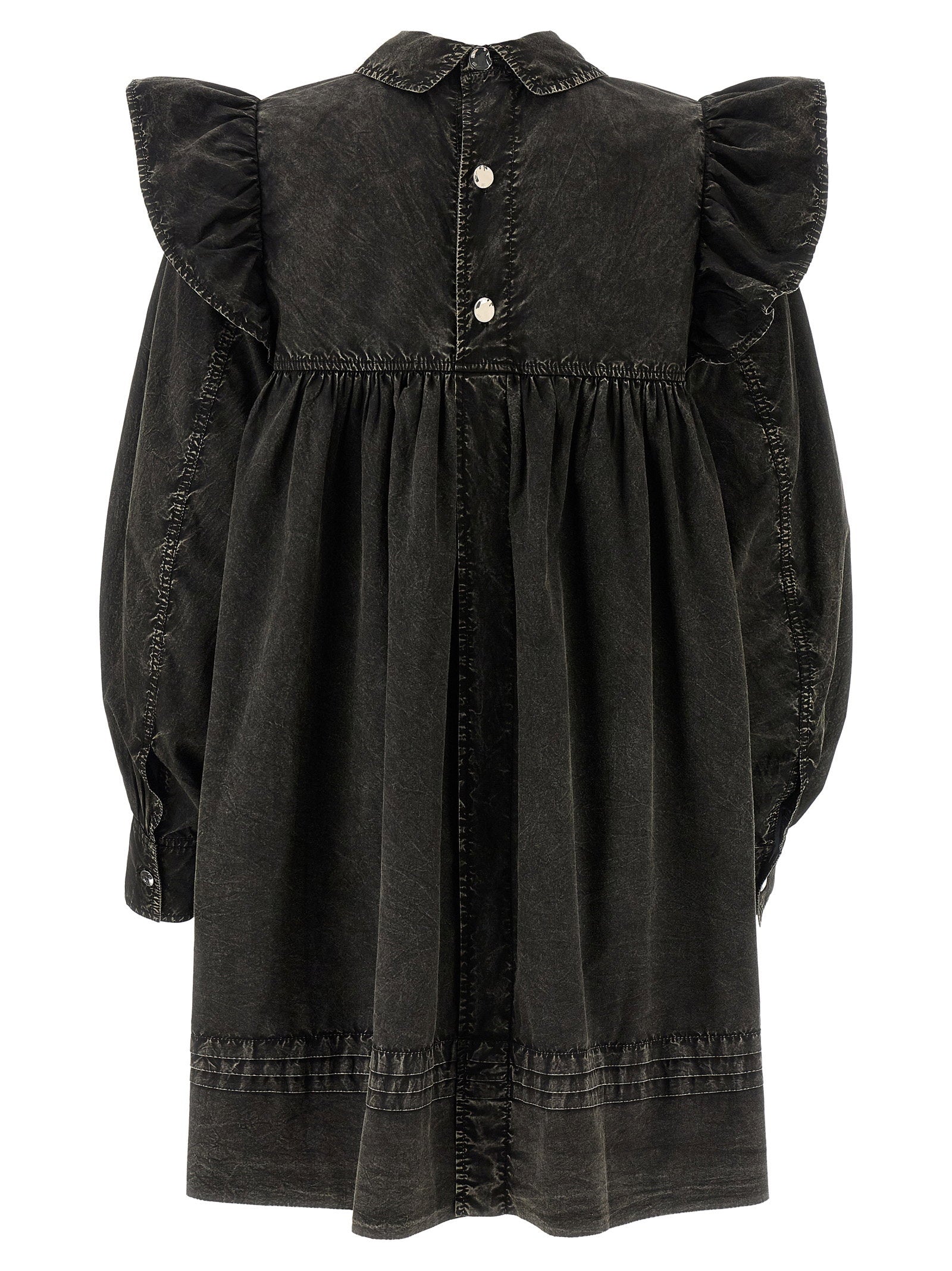 Ganni Black Washed Mini Shirt Dress Black