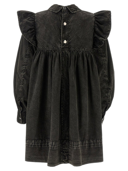 Ganni Black Washed Mini Shirt Dress Black