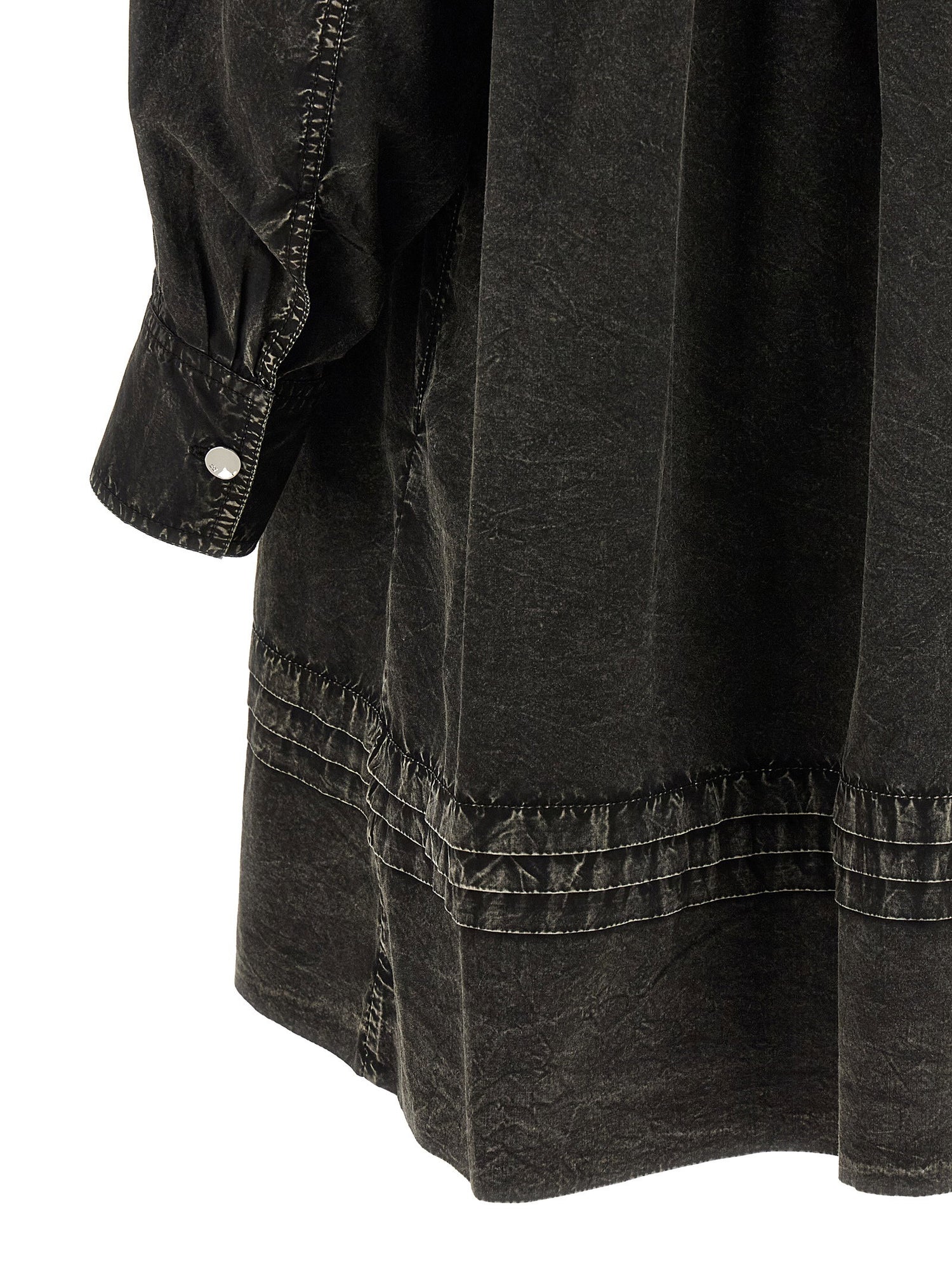 Ganni Black Washed Mini Shirt Dress Black