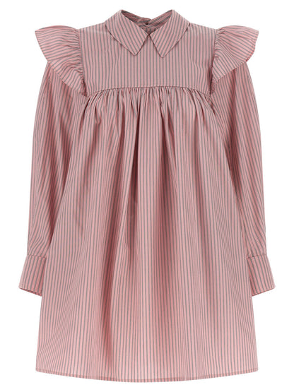 Ganni Striped Dress Pink