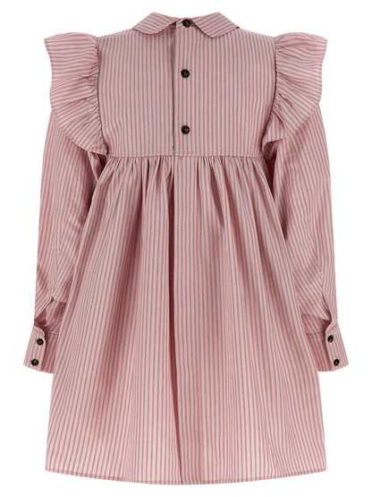 Ganni Striped Dress Pink