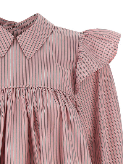 Ganni Striped Dress Pink