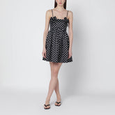 Ganni Polka Dot Satin Mini Dress Black