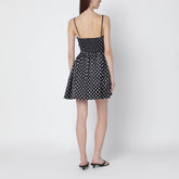 Ganni Polka Dot Satin Mini Dress Black