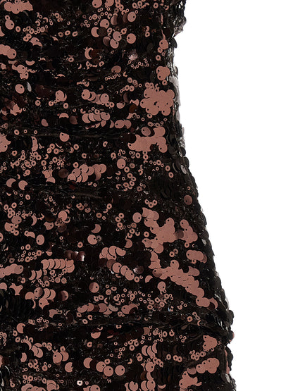 Ganni Brown Sequins Mini Dress Brown