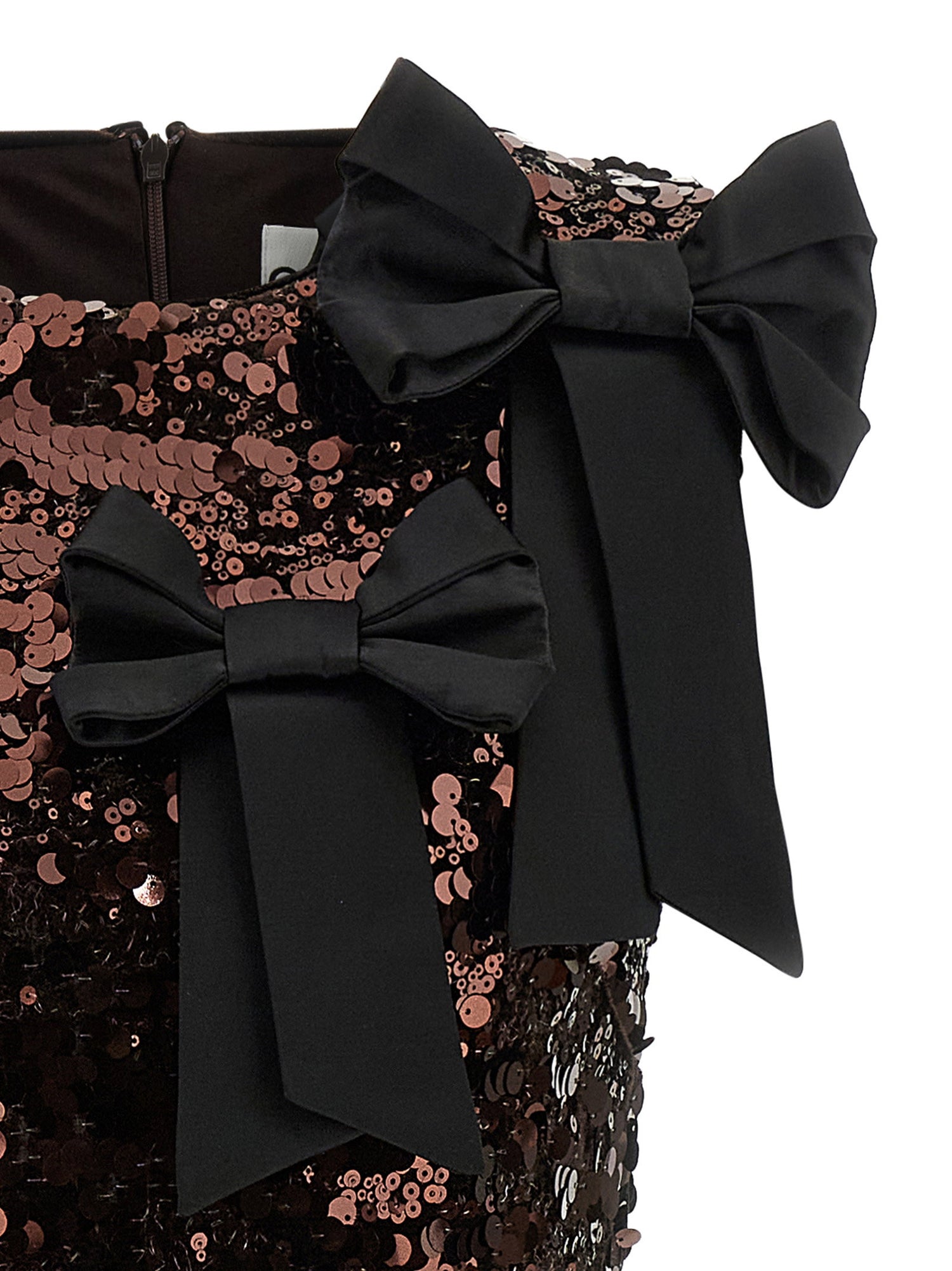 Ganni Velvet Sequins Straight Midi Dress Brown
