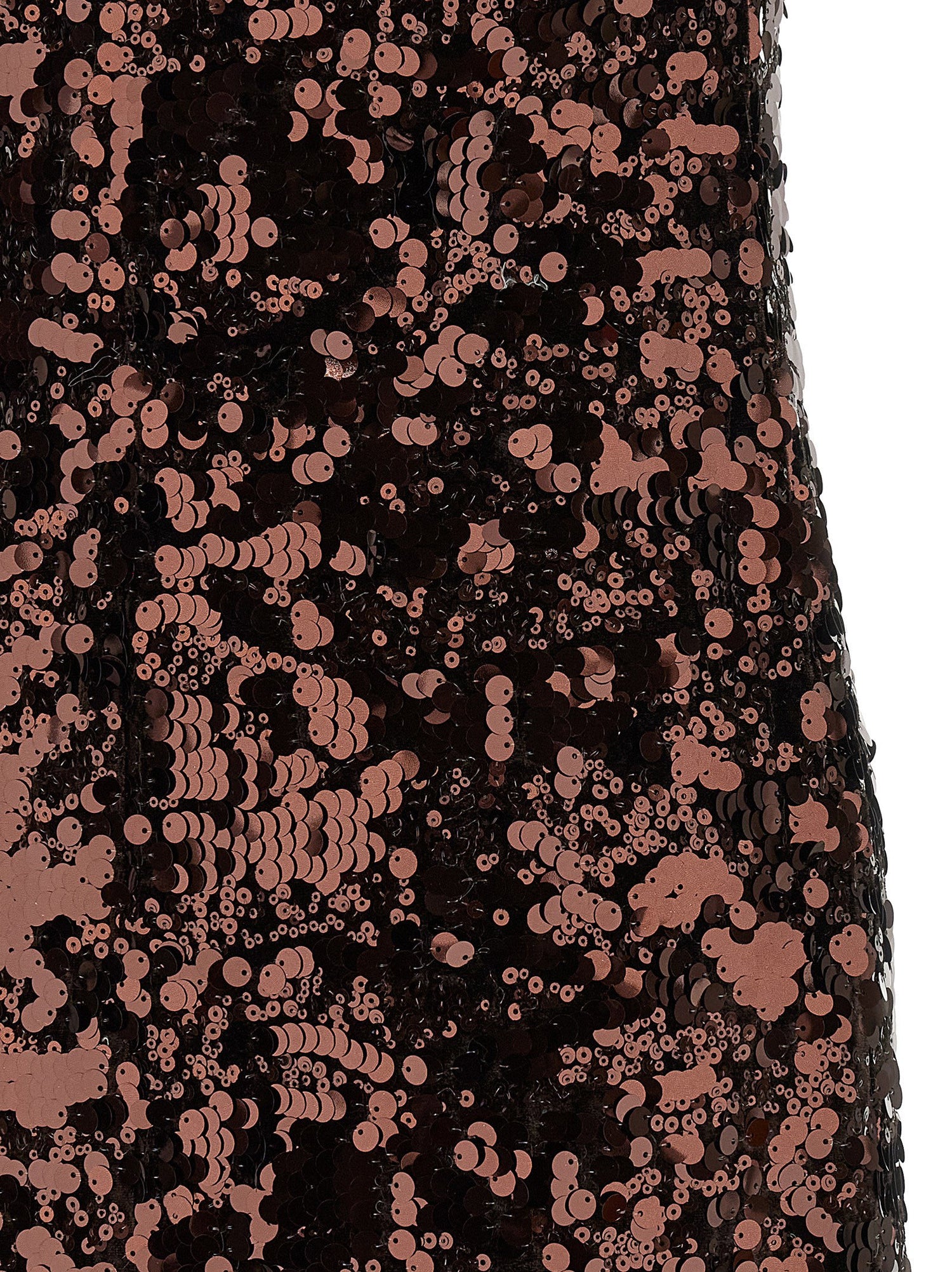Ganni Velvet Sequins Straight Midi Dress Brown