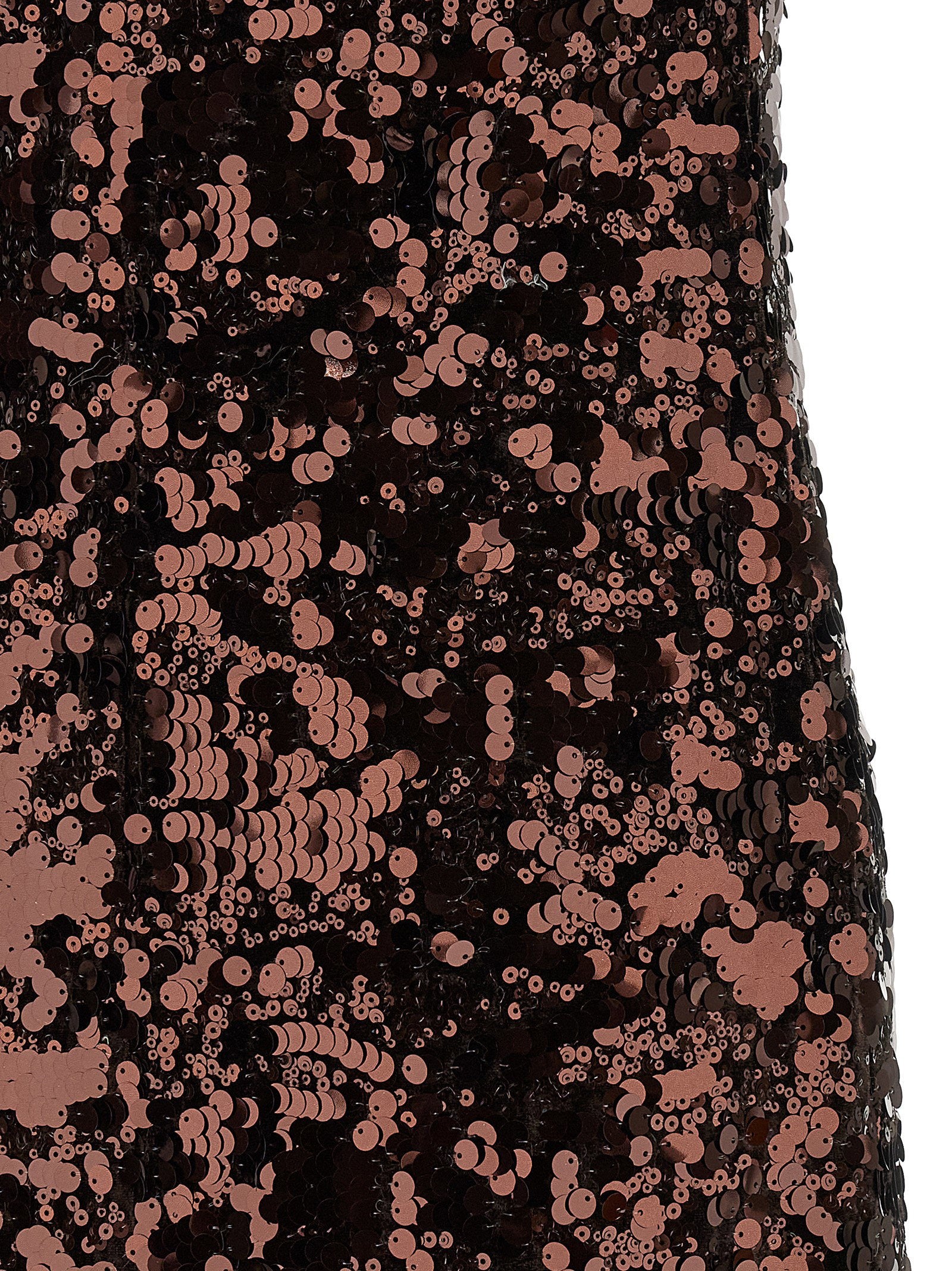 Ganni Velvet Sequins Straight Midi Dress Brown
