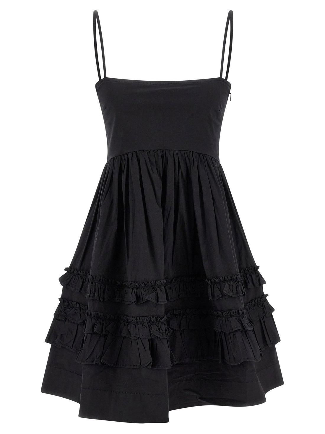 Ganni Black Mini Frill Dress Black