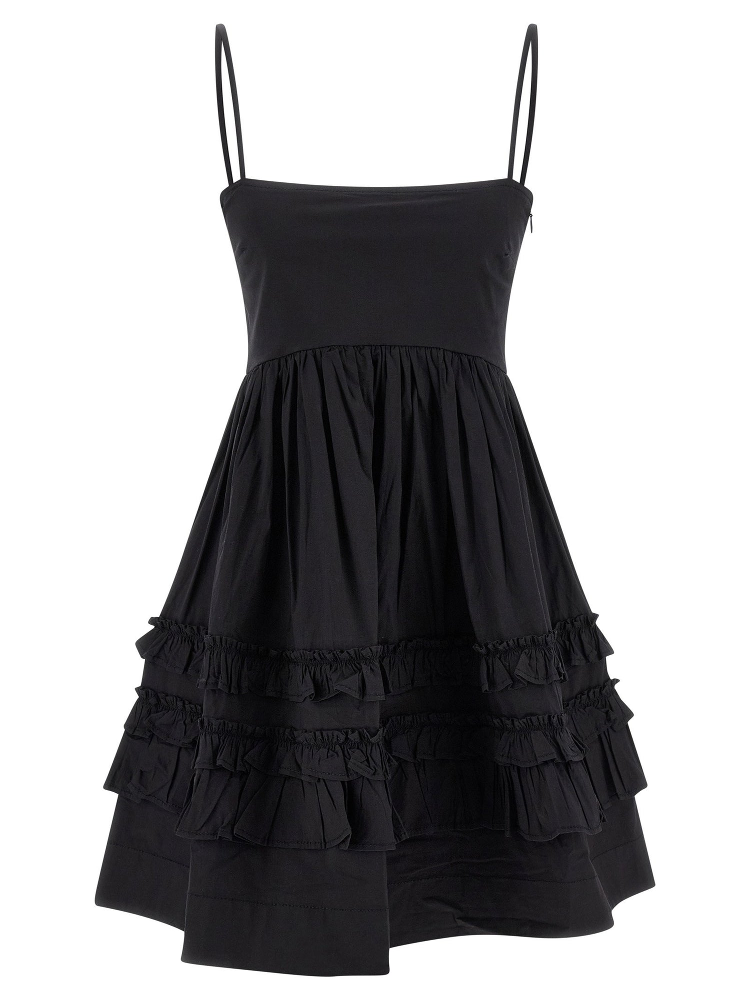 Ganni Black Mini Frill Dress Black