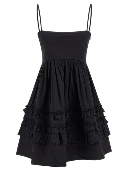 Ganni Black Mini Frill Dress Black