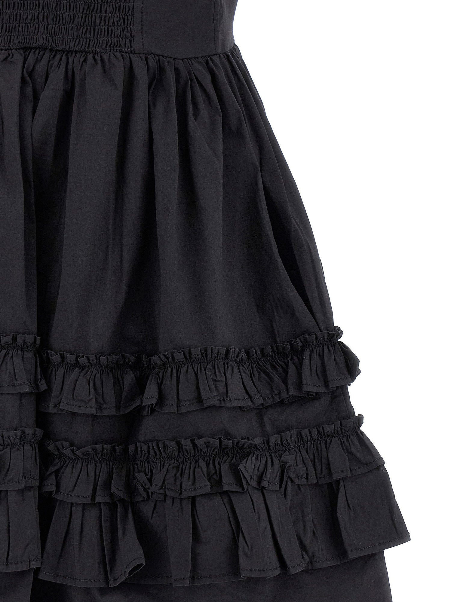 Ganni Black Mini Frill Dress Black