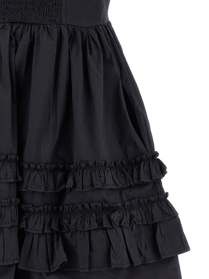 Ganni Black Mini Frill Dress Black