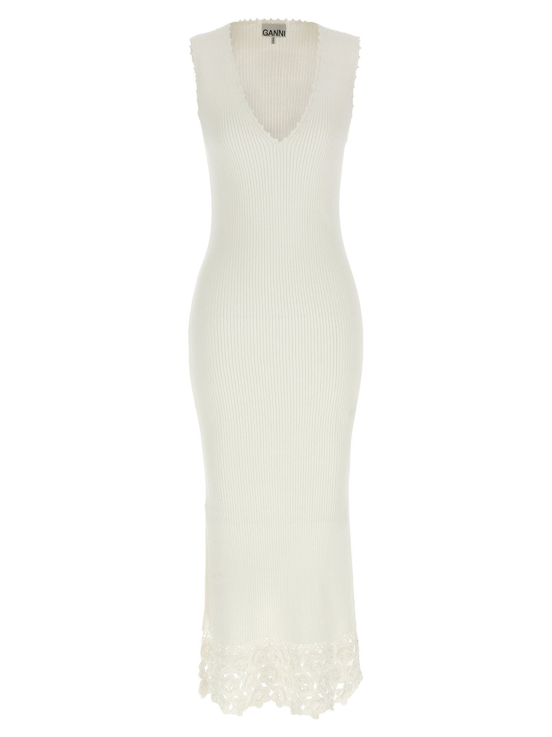Ganni Cotton Crochet Dress White