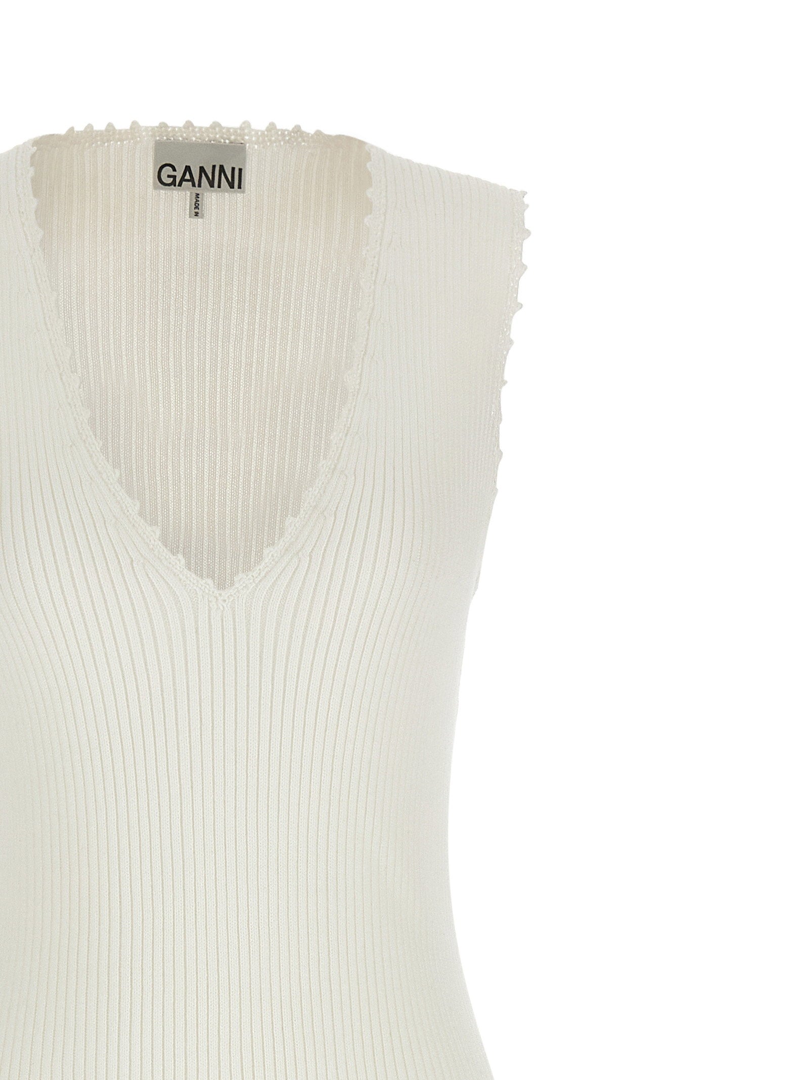 Ganni Cotton Crochet Dress White