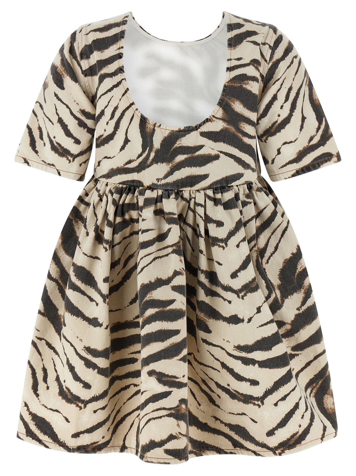 Ganni Zebra Denim Dress Multicolor