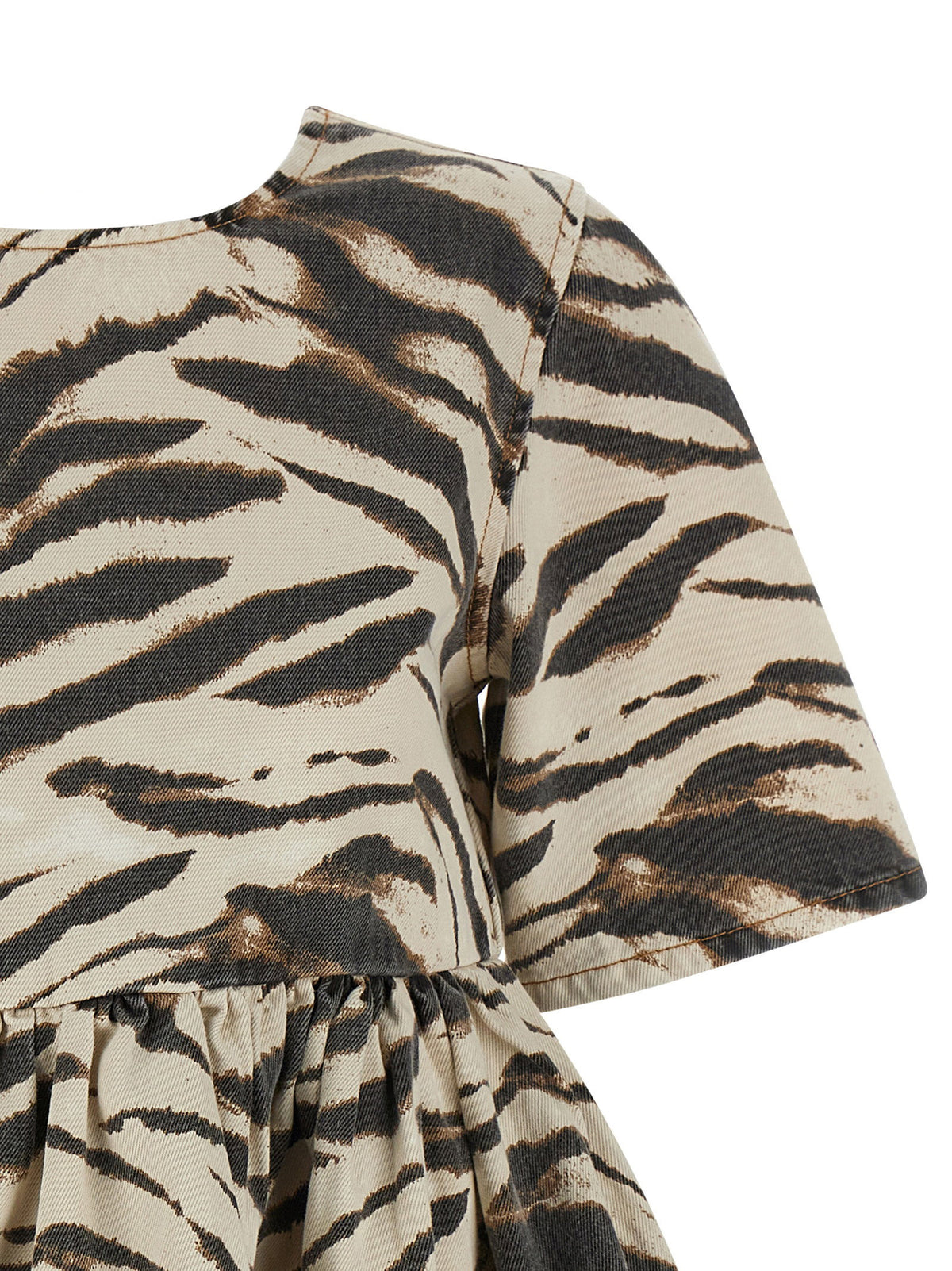 Ganni Zebra Denim Dress Multicolor