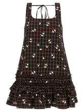 Ganni Check Flower Dress Brown