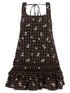 Ganni Check Flower Dress Brown