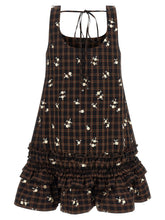 Ganni Check Flower Dress Brown