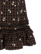 Ganni Check Flower Dress Brown