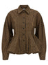 Ganni Crinckled Taffetà Blouse Brown